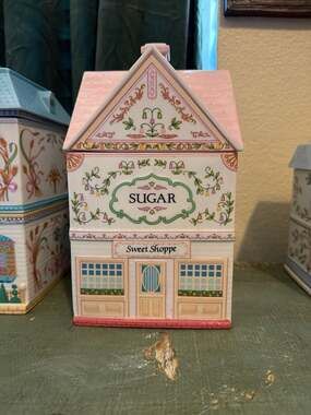 Lenox Village Sweet Shoppe Sugar Canister Large Fine Porcelain 1990